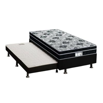 Cama Box C/Auxiliar Solteiro: Colchão Probel Prolastic Prodormir Born Black 26 + Base Black(88X188)