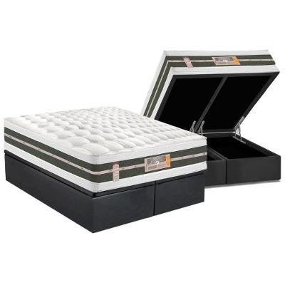 Cama Box Baú King: Colchão Molas Bonnel Castor Silver Star Air Double Face + Base Gray(193X203)