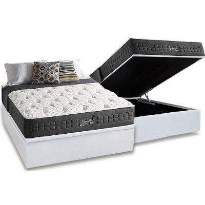Cama Box Baú Casal: Colchão Molas Ensacadas Anjos Masterpocket Hotel + Base Crc Suede Clean(138X188)