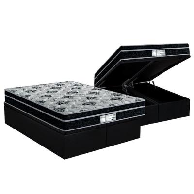 Cama Box Baú Queen: Colchão Molas Probel Prolastic Prodormir Born + Base Crc Suede Black(158X198)
