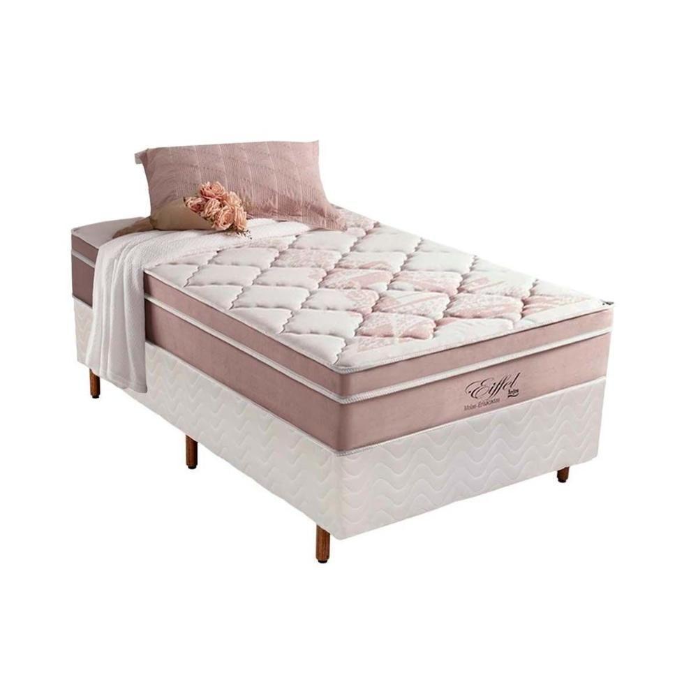 Cama Box Solteiro: Colchão Molas Anjos Superlastic Eiffel + Base Courano White(88x188) - 1