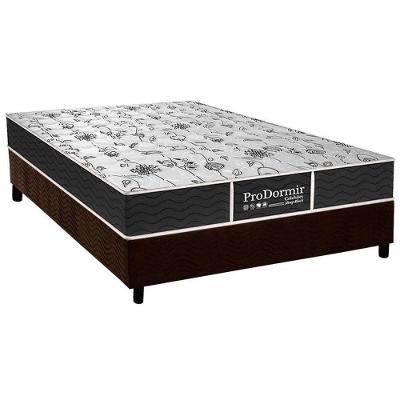 Cama Box Casal: Colchão Molas Probel Prolastic Prodormir Sleep + Base Crc Suede Marrom(138X188)