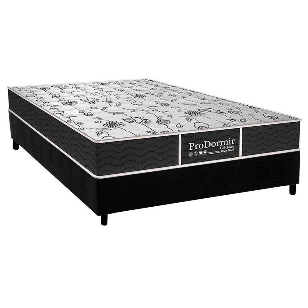 Cama Box Casal: Colchão Molas Probel Prolastic Sleep + Base Crc Suede Black(138X188) - 1