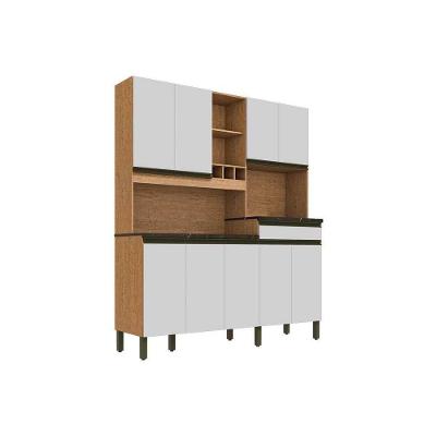 Kit De Cozinha Compacta Merlot Perfil C/ 9 Portas E 1 Gaveta Castanho/branco - Ronipa
