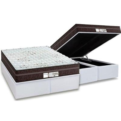 Cama Box Baú Queen: Colchão Molas Ensacadas Probel Prodormir Evolution + Base White(158X198)
