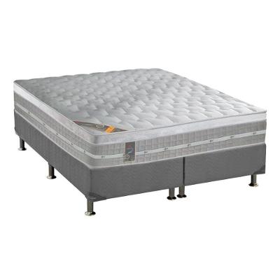 Cama Box King: Colchão Molas Ensacadas Castor Pocket Premium Gel + Base Crc Suede Gray(193X203)