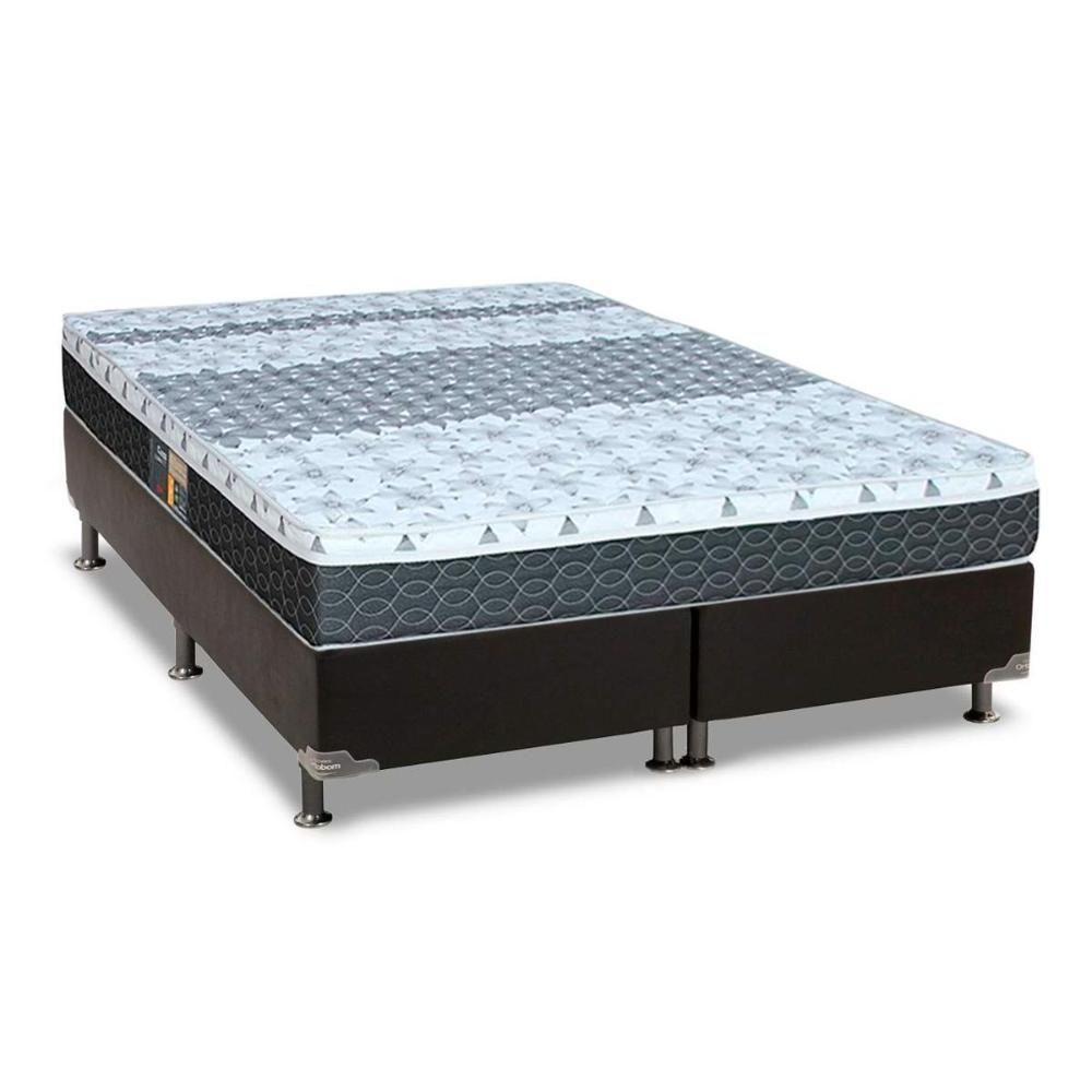 Cama Box King: Colchão Molas Bonnel Castor Class + Base Crc Suede Black(193X203) - 1