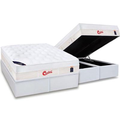 Cama Box Baú King: Colchão Molas Ensacadas Castor Pocket Gold Star Vitagel Max + Base White(193X203)