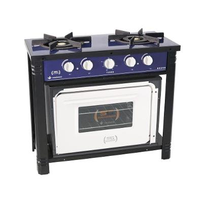 Fogão Industrial Azul Com Forno Branco 2 Bocas Duplas Bravo Br2bf - Venâncio