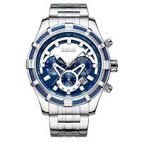 Relógio De Pulso, Quartzo, Analógico, Pulseira De Aço, Cronógrafo Prata - 1