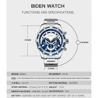 Relógio De Pulso, Quartzo, Analógico, Pulseira De Aço, Cronógrafo Prata - 4