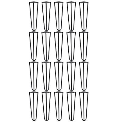 Kit 20 Pés De Metal 30 Cm Mesa De Canto Rack E Puffs Preto