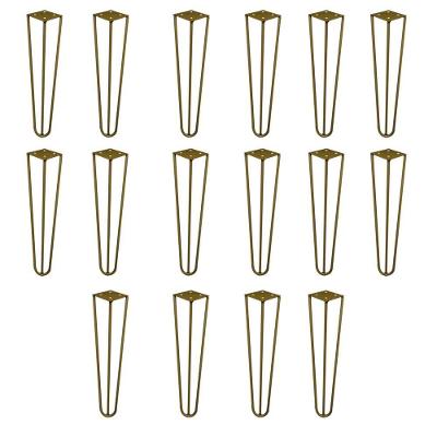 Kit 16 Pés De Metal 30 Cm Mesa De Canto Rack E Puffs Dourado