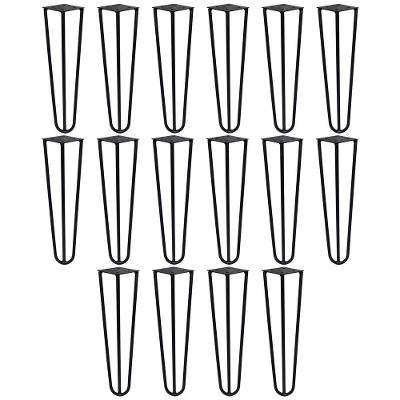 Kit 16 Pés De Metal 30 Cm Mesa De Canto Rack E Puffs Preto