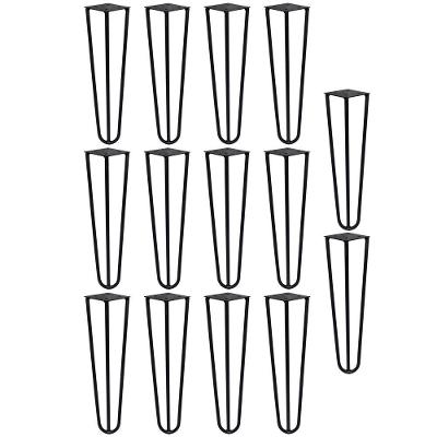 Kit 14 Pés De Metal 30 Cm Mesa De Canto Rack E Puffs Preto