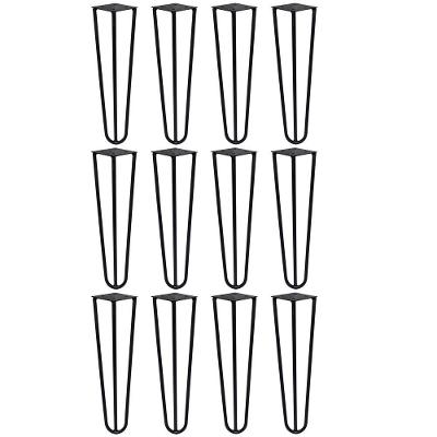 Kit 12 Pés De Metal 30 Cm Mesa De Canto Rack E Puffs Preto