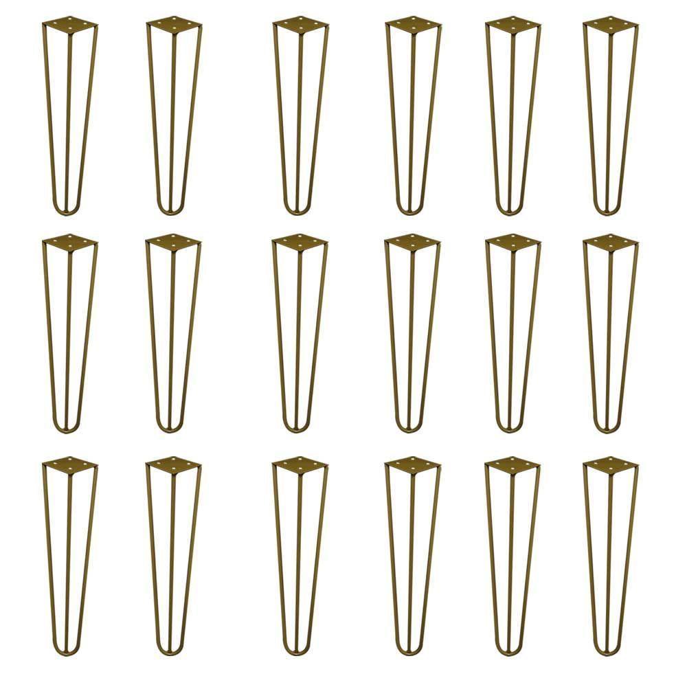 Kit 18 Pés De Metal 30 Cm Mesa De Canto Rack E Puffs Dourado - 1