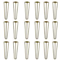 Kit 18 Pés De Metal 30 Cm Mesa De Canto Rack E Puffs Dourado - 1