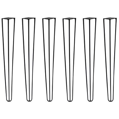 Kit 6 Pés De Metal 60 Cm Harpin Legs Mesa De Canto Preto