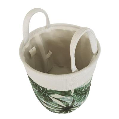 Cesto Tecido Costela De Adão, Redondo Arco Metal Com Alças Al 27cm X Diâmetro 30cm