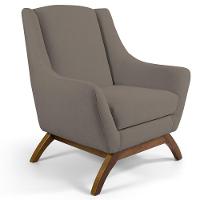 Poltrona Fixa Base De Madeira Veludo Bege Escuro C-68 - 1