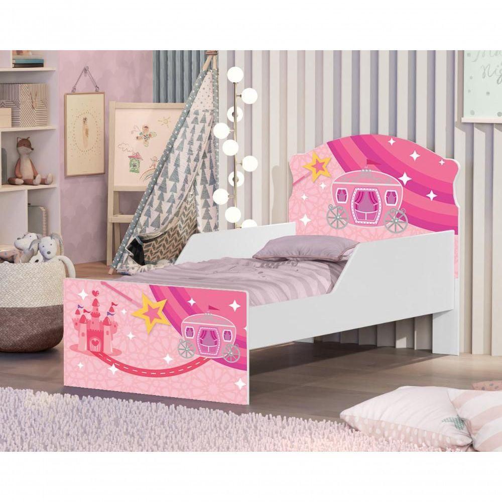 Cama Infantil Carruagem Rosa Com Colchão - 2