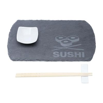 Kit 4 Peças Sushi Bandeja De Ardósia 4 Peças
