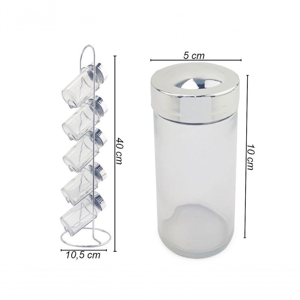 Kit Porta Condimento Com Suporte Vertical 10 Potes De Vidro - 2