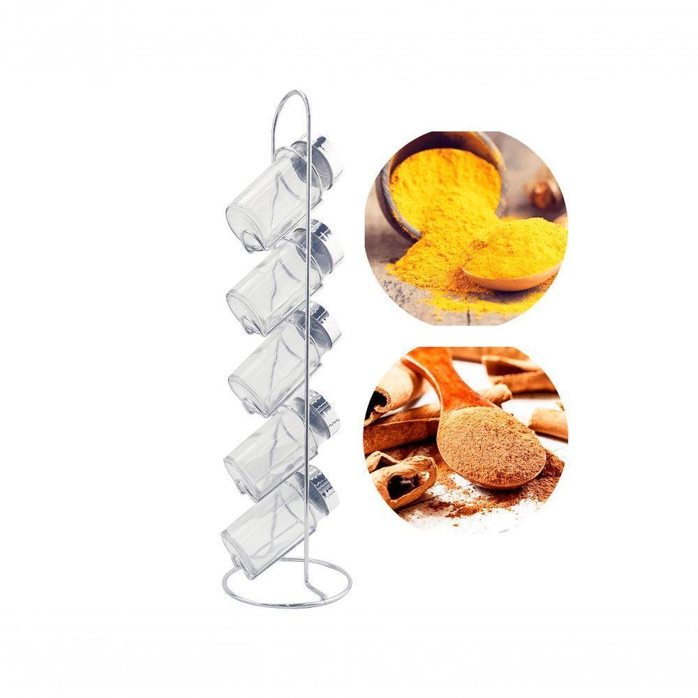 Kit Porta Condimento Com Suporte Vertical 10 Potes De Vidro - 4