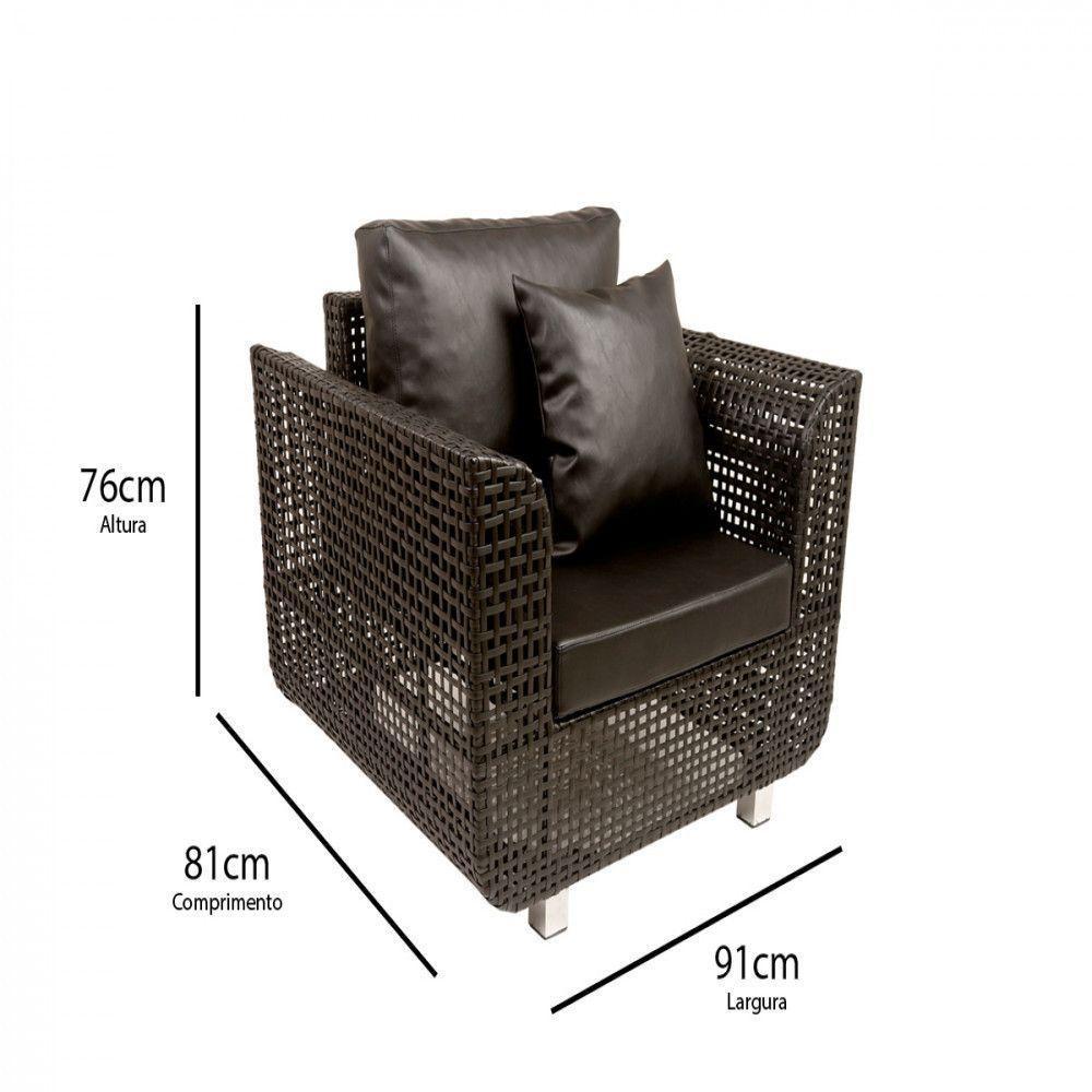 Jogo De Sofá E Poltronas Malibu Com Mesa Em Alumínio Preto - 3