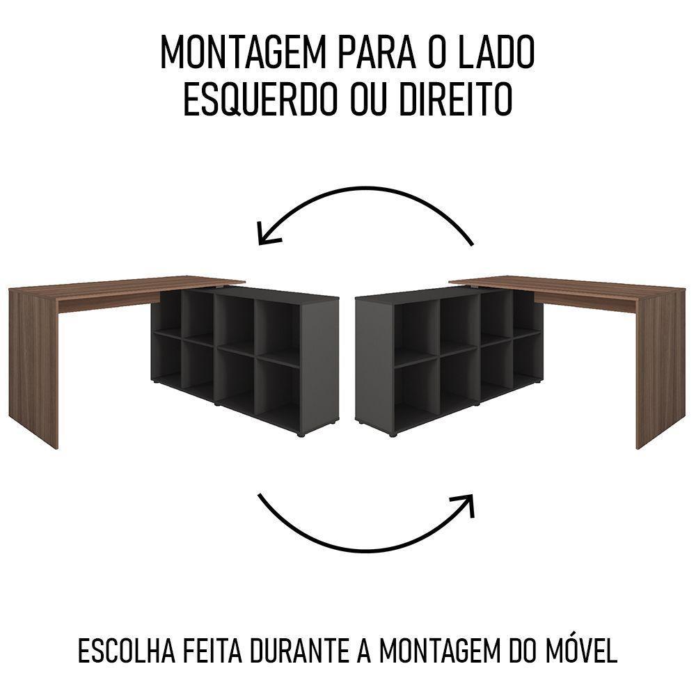 Mesa Escrivaninha Em L Eron E Gaveteiro Com Rodízios Mity A06 Ipê Preto Mpozenato - 5