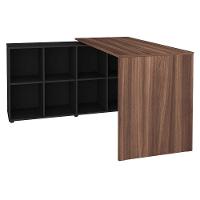 Mesa Escrivaninha Em L Eron E Gaveteiro Com Rodízios Mity A06 Ipê Preto Mpozenato - 2