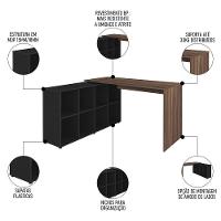 Mesa Escrivaninha Em L Eron E Gaveteiro Com Rodízios Mity A06 Ipê Preto Mpozenato - 7