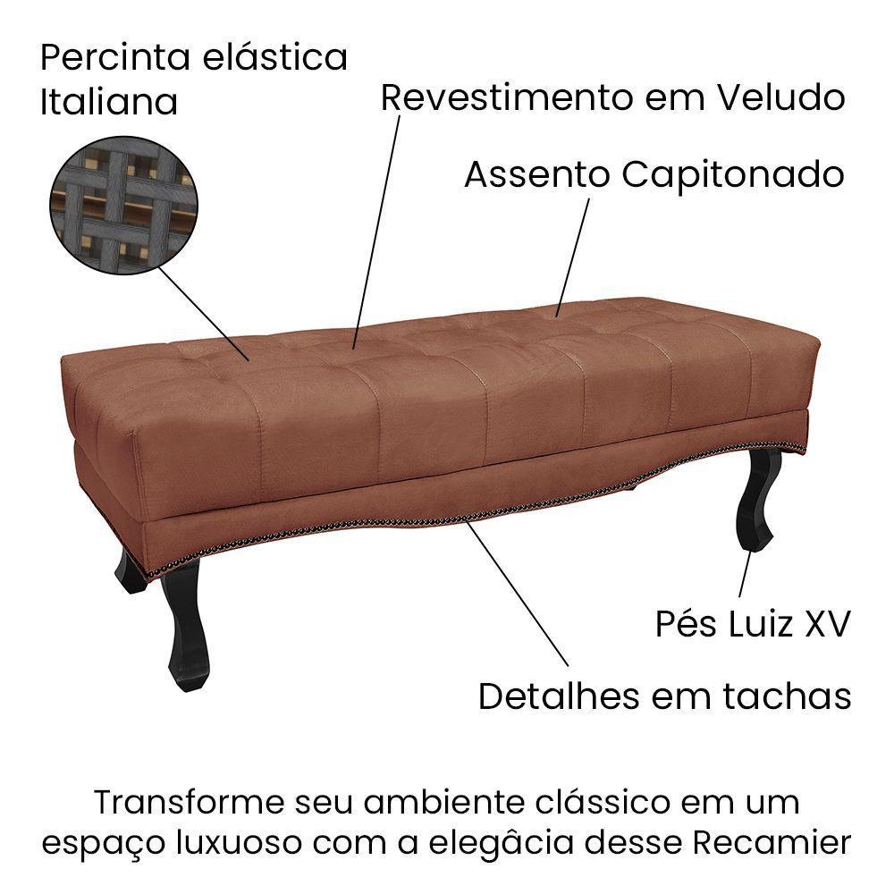 Cabeceira Cama Box Casal 140cm E Recamier Vicenza Veludo Cobre S04 - D'rossi - 3