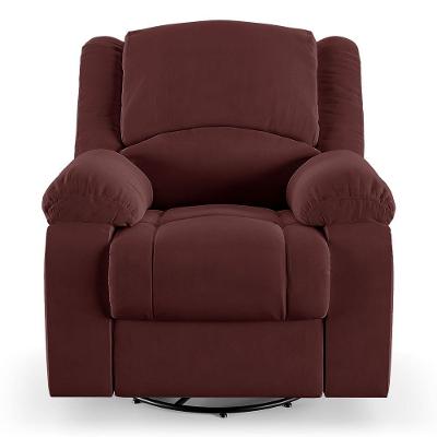Poltrona Do Papai Reclinável Sala De Cinema Barcelona Glider Manual Giratória Usb Veludo Vinho