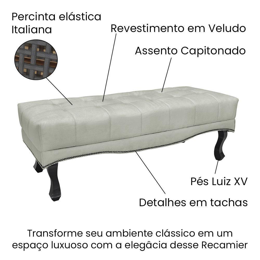 Cabeceira Cama Box Casal 140cm E Recamier Vicenza Veludo Prata S04 - D'rossi - 4