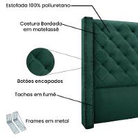 Cabeceira Cama Box King 195 Cm Vicenza Veludo S04 - D'rossi Cor Verde - 3