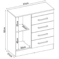 Cômoda Para Quarto 1 Porta 4 Gavetas Branco/rosa/Branco - 3