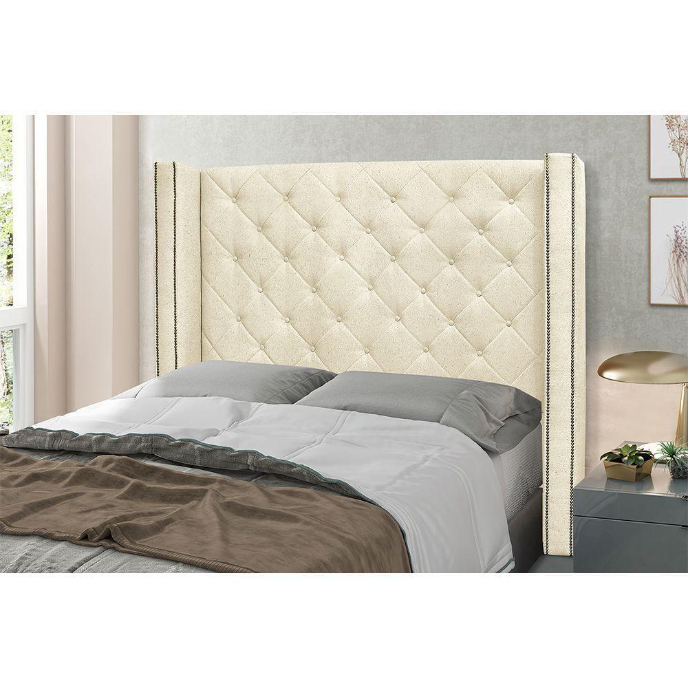 Cabeceira Cama Box Queen 160 Cm Vicenza Linho Pérola S04 - D'rossi - 4