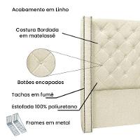 Cabeceira Cama Box Queen 160 Cm Vicenza Linho Pérola S04 - D'rossi - 3