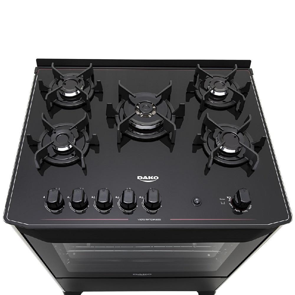 Fogão 5 Bocas Dako Magister Preto Com Mesa De Vidro - Bivolt - 2