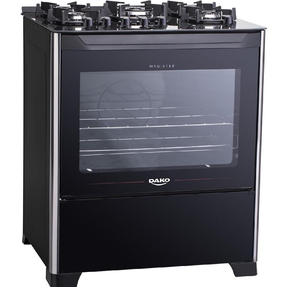 Fogão 5 Bocas Dako Magister Preto Com Mesa De Vidro - Bivolt - 4