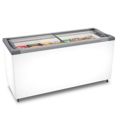 Freezer Horizontal para Congelados Metalfrio NF55 Tampa de Vidro 404L Branco 220V
