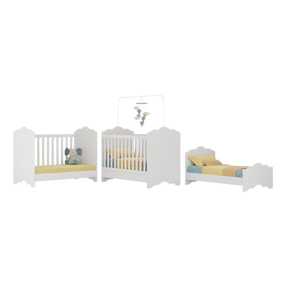 Berço Americano 3 Em 1 Para Colchão 70x130cm Quindim Multimóveis Bb0536pa Branco - 1