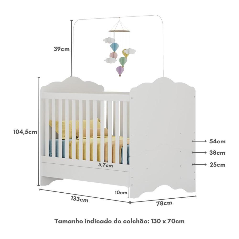 Berço Americano 3 Em 1 Para Colchão 70x130cm Quindim Multimóveis Bb0536pa Branco - 2