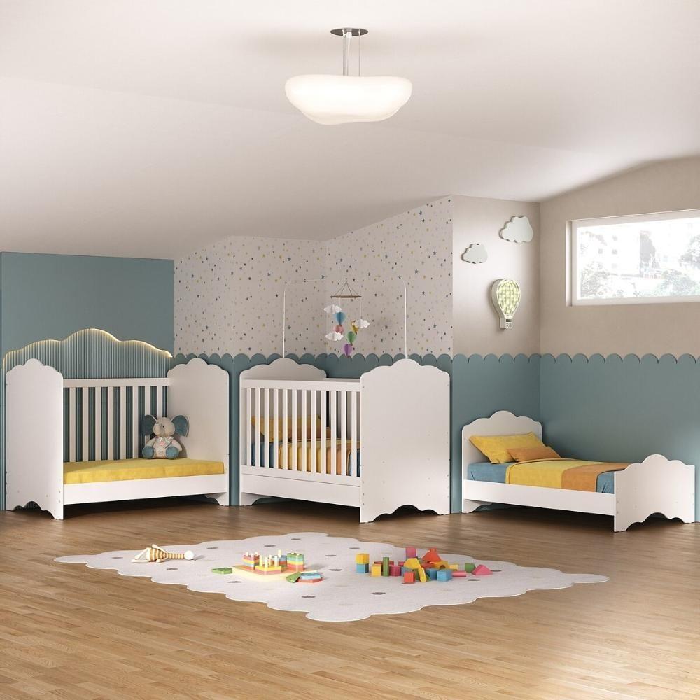 Berço Americano 3 Em 1 Para Colchão 70x130cm Quindim Multimóveis Bb0536pa Branco - 5