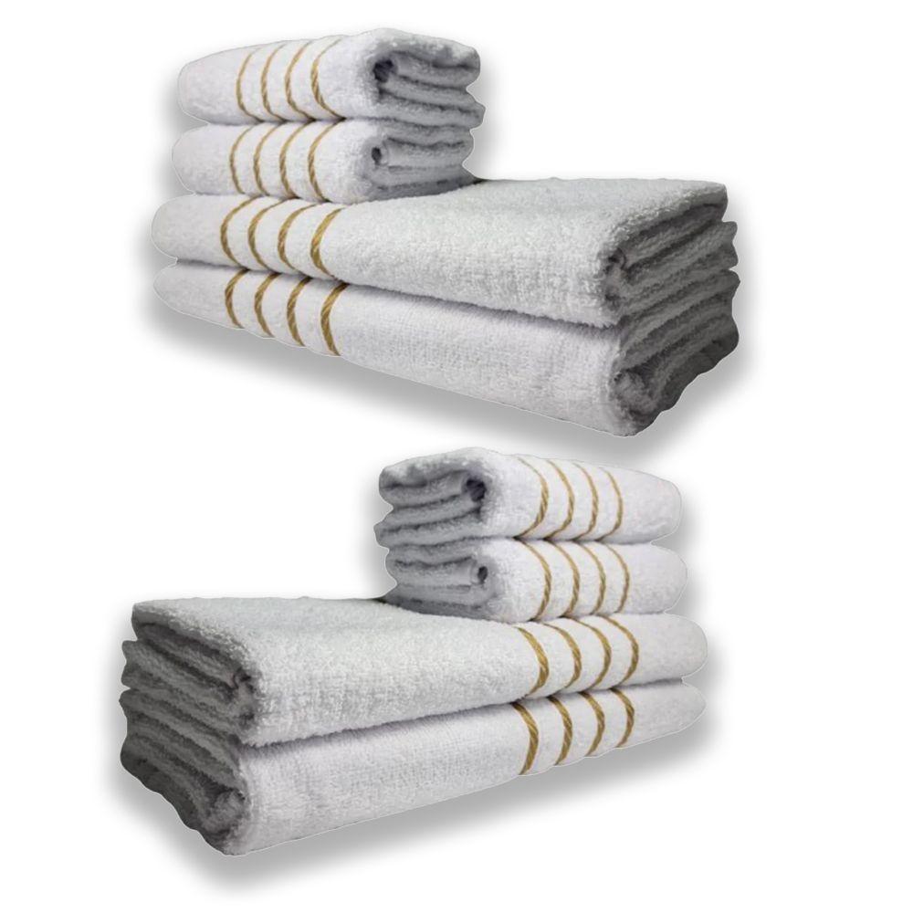 2 Jogos De 4 Toalhas 4 Banho 4 Rosto Montreal 100% Algodão Branco - 2