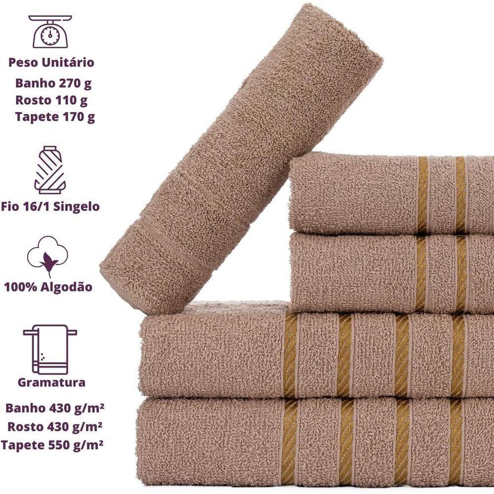 Jogo De Toalha Montreal 2 Banhão + 2 Rosto + 2 Tapete Piso Luxuoso 100% Algodão Camurça - 6