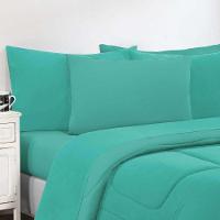 Kit Edredom + Jogo De Lençol Malha 100% Algodão Gran Moratta 7 Peças King - Verde Jade-verde Jade. - 3