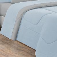 Kit Edredom + Jogo De Lençol Malha 100% Algodão Gran Moratta 7 Peças King - Azul Bebê-cinza. - 4